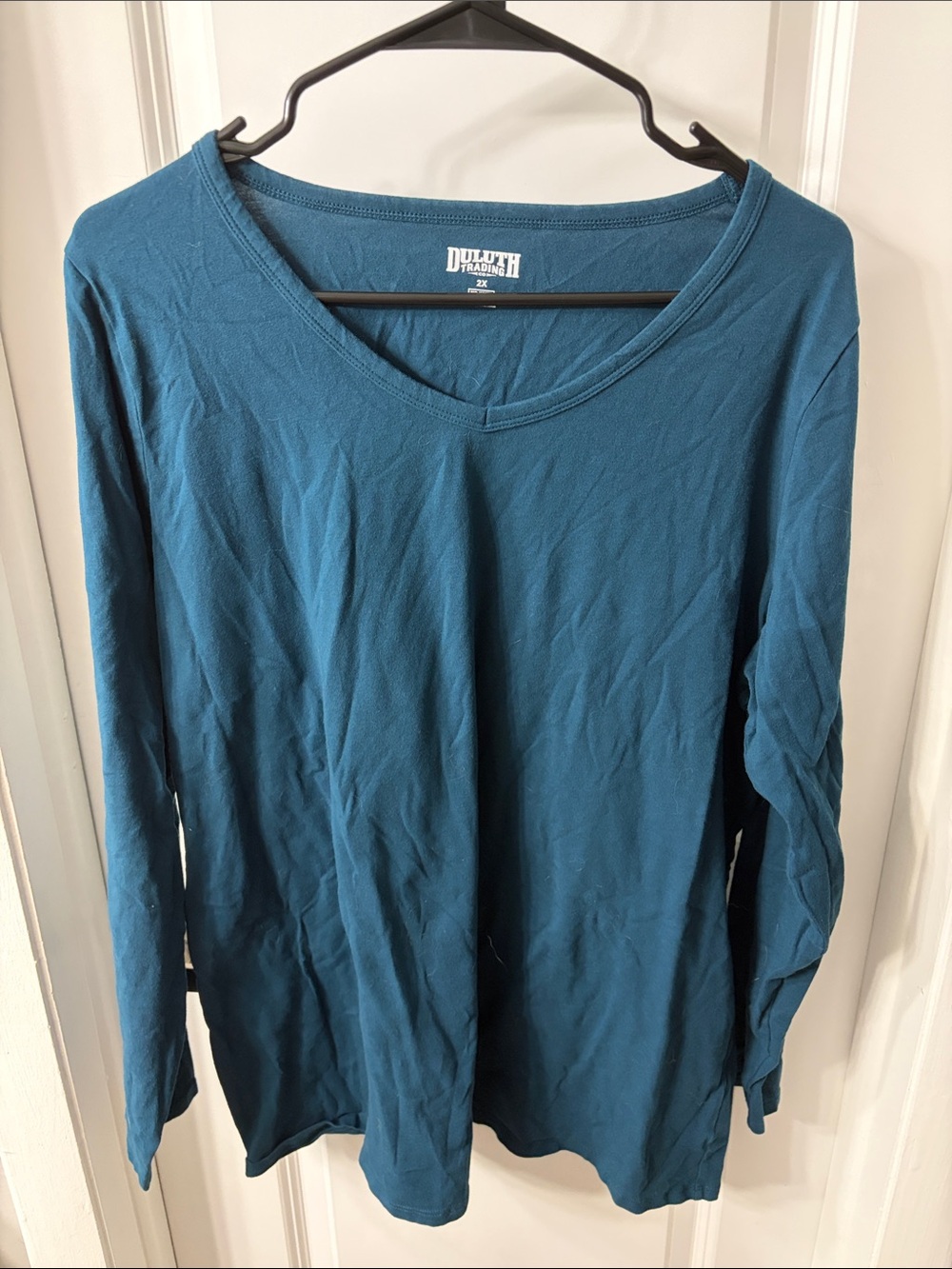 Duluth Trading Co Teal Long-Sleeve V-Neck Top